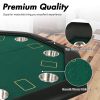 48" Octagon Folding Poker Table 8 Player Casino Texas Poker Mat, Stainless Steel Cup Holder
