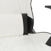 Massage Gaming Chair with Footrest White&Black Faux Leather
