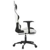 Massage Gaming Chair with Footrest White&Black Faux Leather