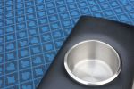 INO Design 96inch Oval Poker Table Detachable Armrest Chip Tray Blue Speed Cloth Surface Stainless Steel Pedestal Base