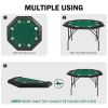 48" Octagon Folding Poker Table 8 Player Casino Texas Poker Mat, Stainless Steel Cup Holder