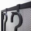 48.5"x 31"Iron Three-Panel Folding Fireplace Screen with 4 Pieces Fireplace Tools Set,Black