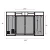 48.5"x 31"Iron Three-Panel Folding Fireplace Screen with 4 Pieces Fireplace Tools Set,Black