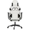 Massage Gaming Chair with Footrest White&Black Faux Leather