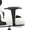 Massage Gaming Chair with Footrest White&Black Faux Leather