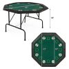 48" Octagon Folding Poker Table 8 Player Casino Texas Poker Mat, Stainless Steel Cup Holder